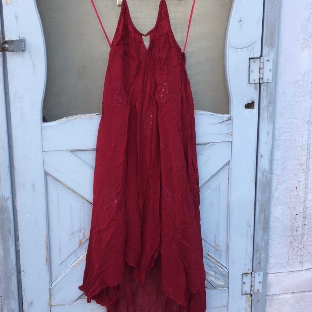 Beautiful red halter dress by Chelsea and violet